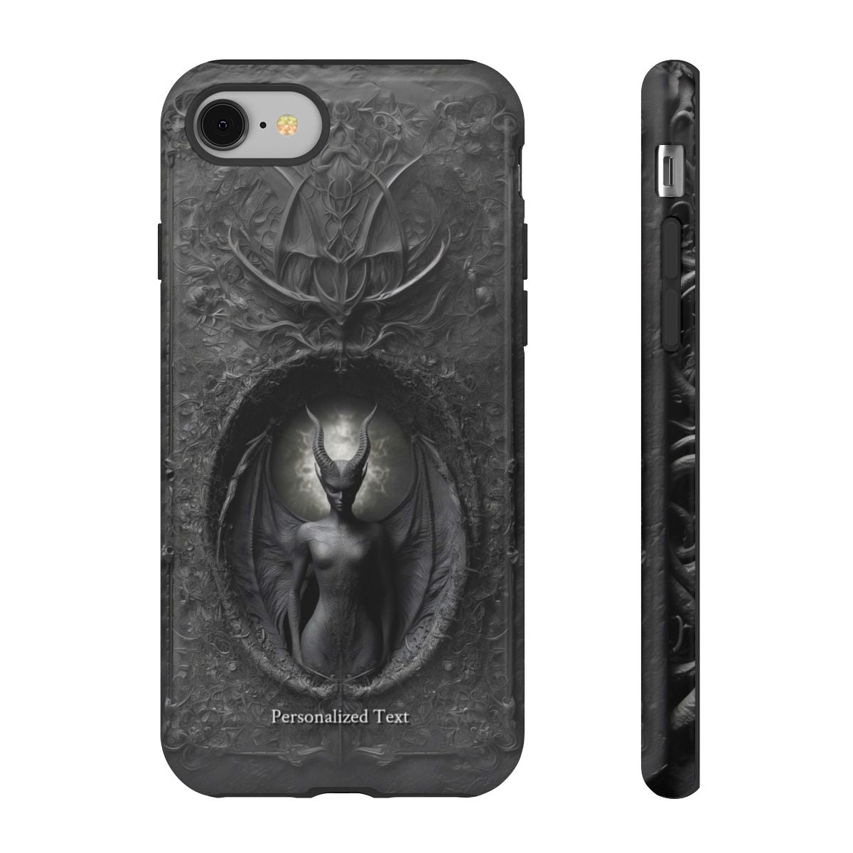 Dark Gothic Demon Phone Case – Personalized Hellbound Bat Wing Creature Design for iPhone, Galaxy & Pixel (Glossy Finish)