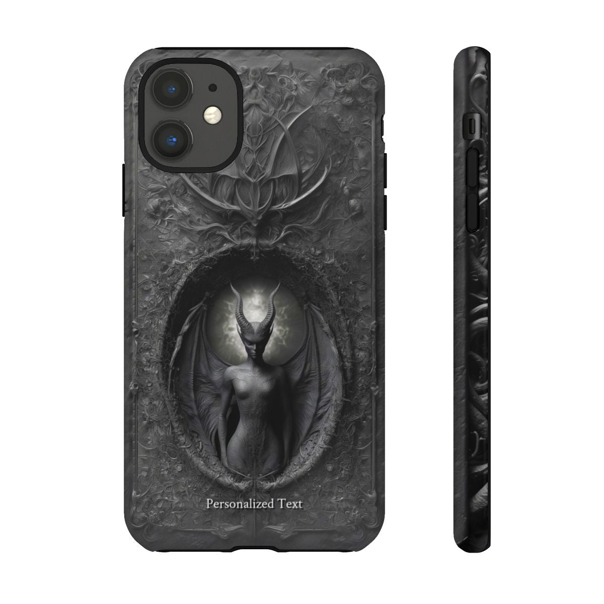 Dark Gothic Demon Phone Case – Personalized Hellbound Bat Wing Creature Design for iPhone, Galaxy & Pixel (Glossy Finish)