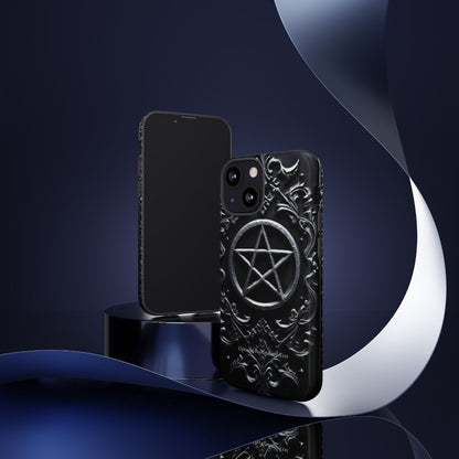 Gothic Pentagram Phone Case – Occult Symbol Design with Optional Personalized Text (GLOSSY VERSION)