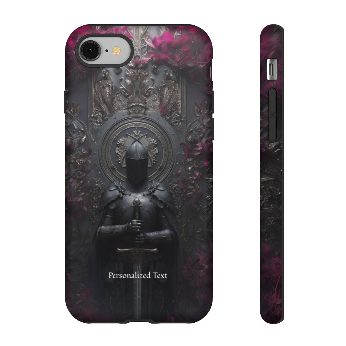 Personalized Gothic Knight Phone Case (Matte) - Dark Medieval Armor Design with Custom Text