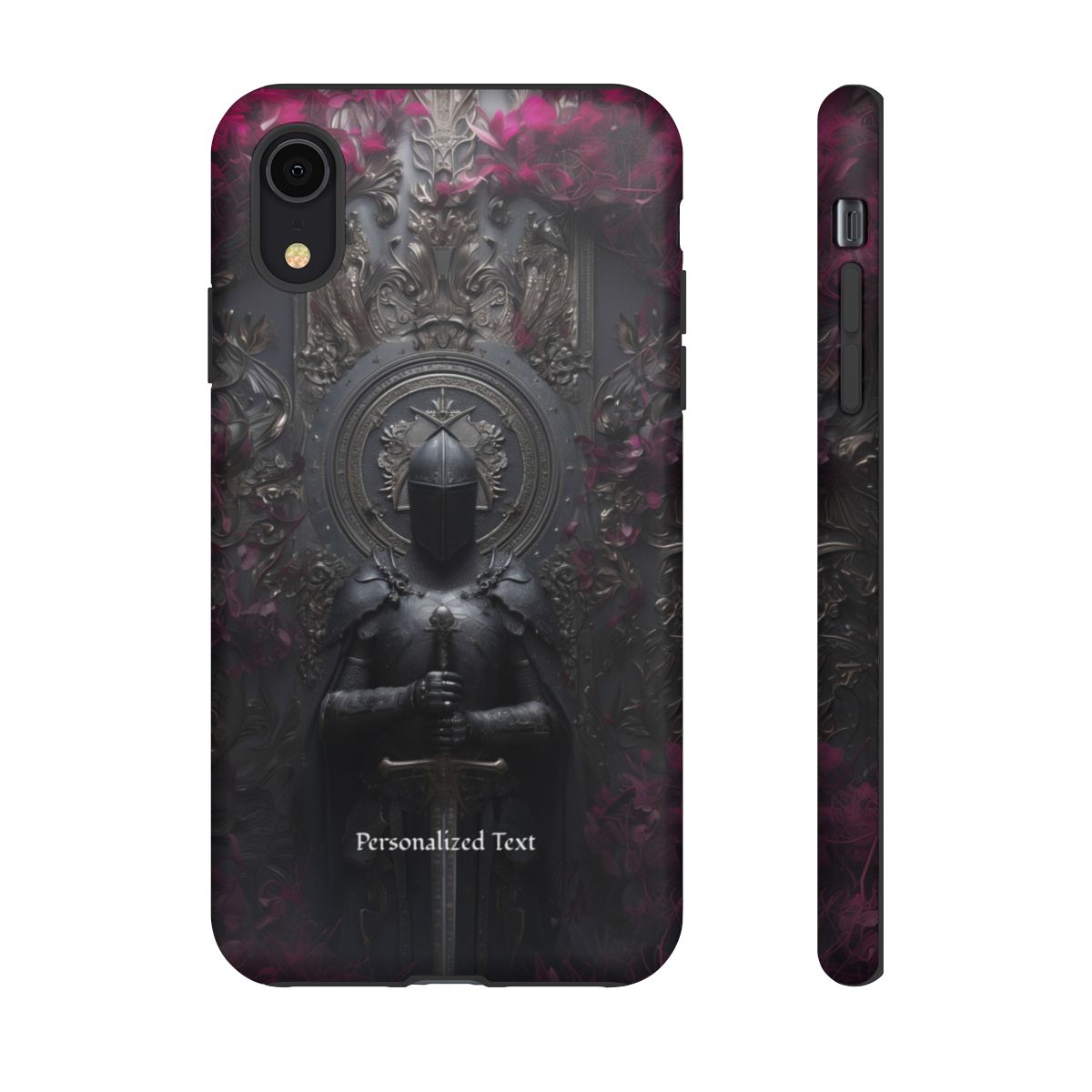 Personalized Gothic Knight Phone Case (Matte) - Dark Medieval Armor Design with Custom Text