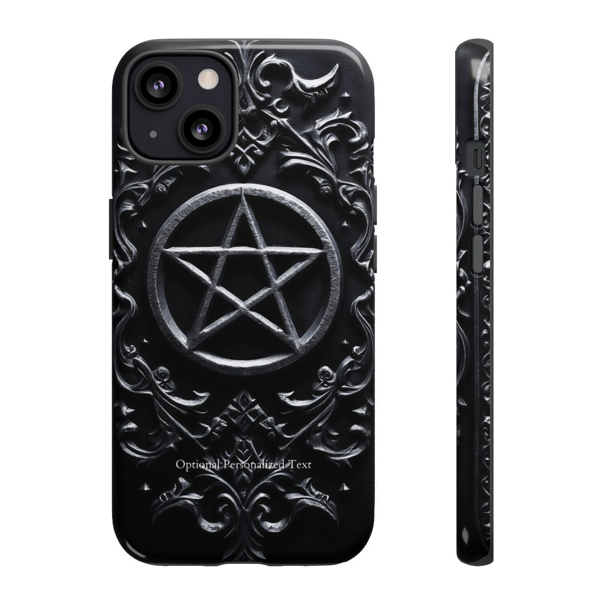 Gothic Pentagram Phone Case – Occult Symbol Design with Optional Personalized Text (GLOSSY VERSION)
