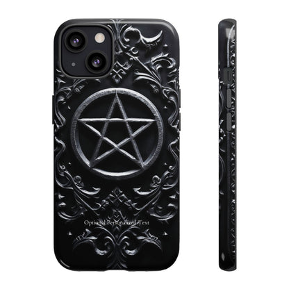 Gothic Pentagram Phone Case – Occult Symbol Design with Optional Personalized Text (GLOSSY VERSION)