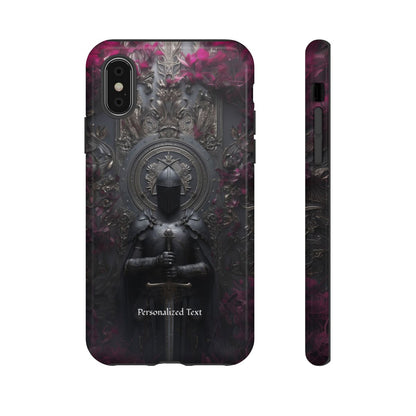 Personalized Gothic Knight Phone Case (Glossy) - Dark Medieval Armor Design with Custom Text