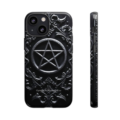 Gothic Pentagram Phone Case – Occult Symbol Design with Optional Personalized Text (GLOSSY VERSION)