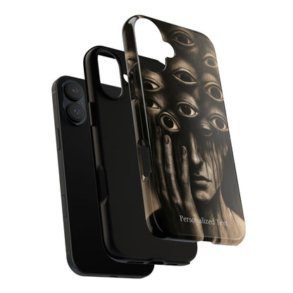 Personalized Surreal Eyes Phone Case, Dark Surrealism Horror Art, Creepy Multiple Eyes Gothic Face, Psychological Horror iPhone Samsung Pixel Case