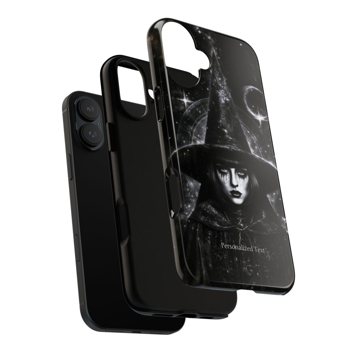 Personalized Gothic Witch Phone Case – Black and White Celestial Witch Art for iPhone, Samsung Galaxy & Google Pixel