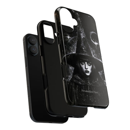 Personalized Gothic Witch Phone Case – Black and White Celestial Witch Art for iPhone, Samsung Galaxy & Google Pixel
