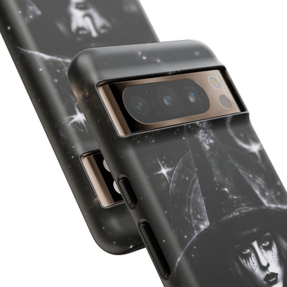 Personalized Gothic Witch Phone Case – Black and White Celestial Witch Art for iPhone, Samsung Galaxy & Google Pixel