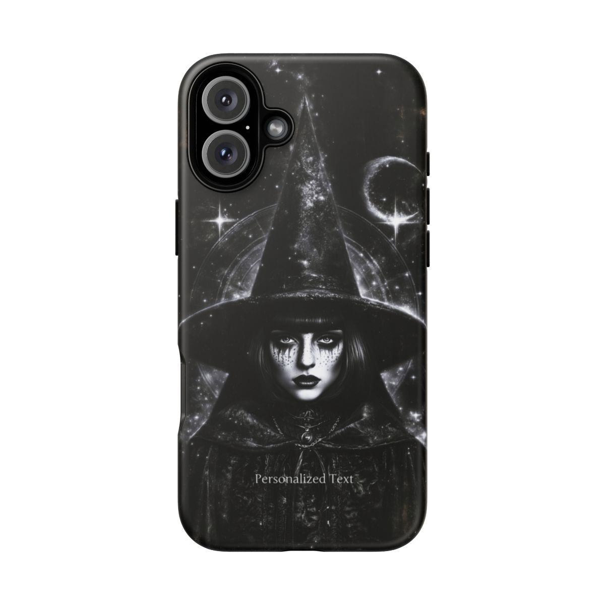 Personalized Gothic Witch Phone Case – Black and White Celestial Witch Art for iPhone, Samsung Galaxy & Google Pixel