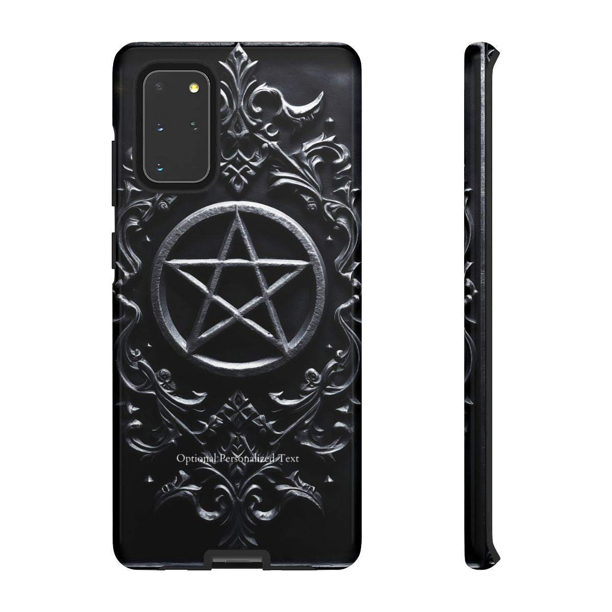 Gothic Pentagram Phone Case – Occult Symbol Design with Optional Personalized Text (GLOSSY VERSION)