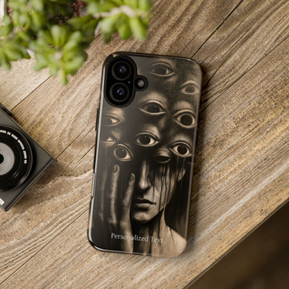 Personalized Surreal Eyes Phone Case, Dark Surrealism Horror Art, Creepy Multiple Eyes Gothic Face, Psychological Horror iPhone Samsung Pixel Case