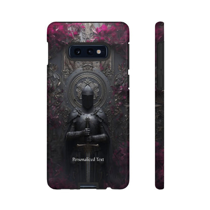 Personalized Gothic Knight Phone Case (Glossy) - Dark Medieval Armor Design with Custom Text