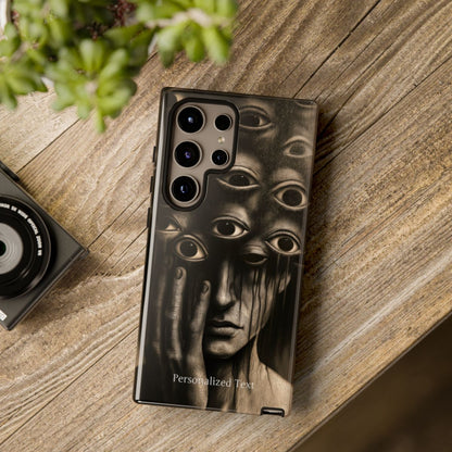 Personalized Surreal Eyes Phone Case, Dark Surrealism Horror Art, Creepy Multiple Eyes Gothic Face, Psychological Horror iPhone Samsung Pixel Case
