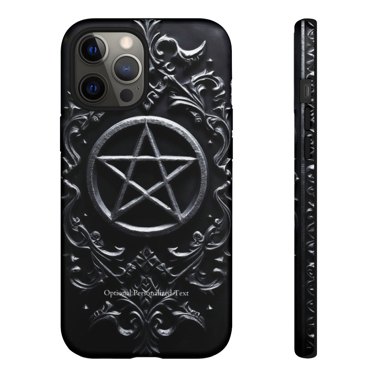 Gothic Pentagram Phone Case – Occult Symbol Design with Optional Personalized Text (MATTE VERSION)