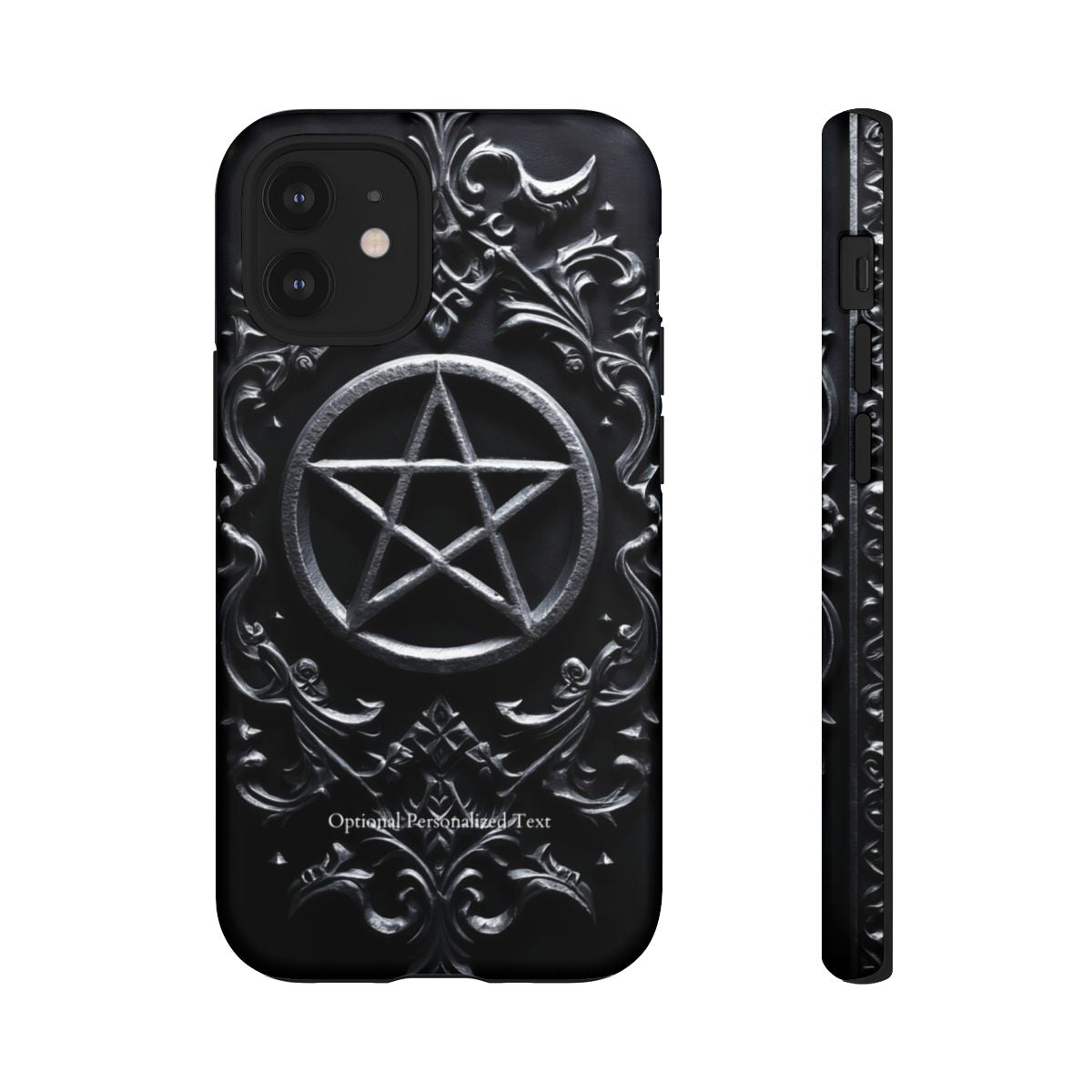Gothic Pentagram Phone Case – Occult Symbol Design with Optional Personalized Text (MATTE VERSION)