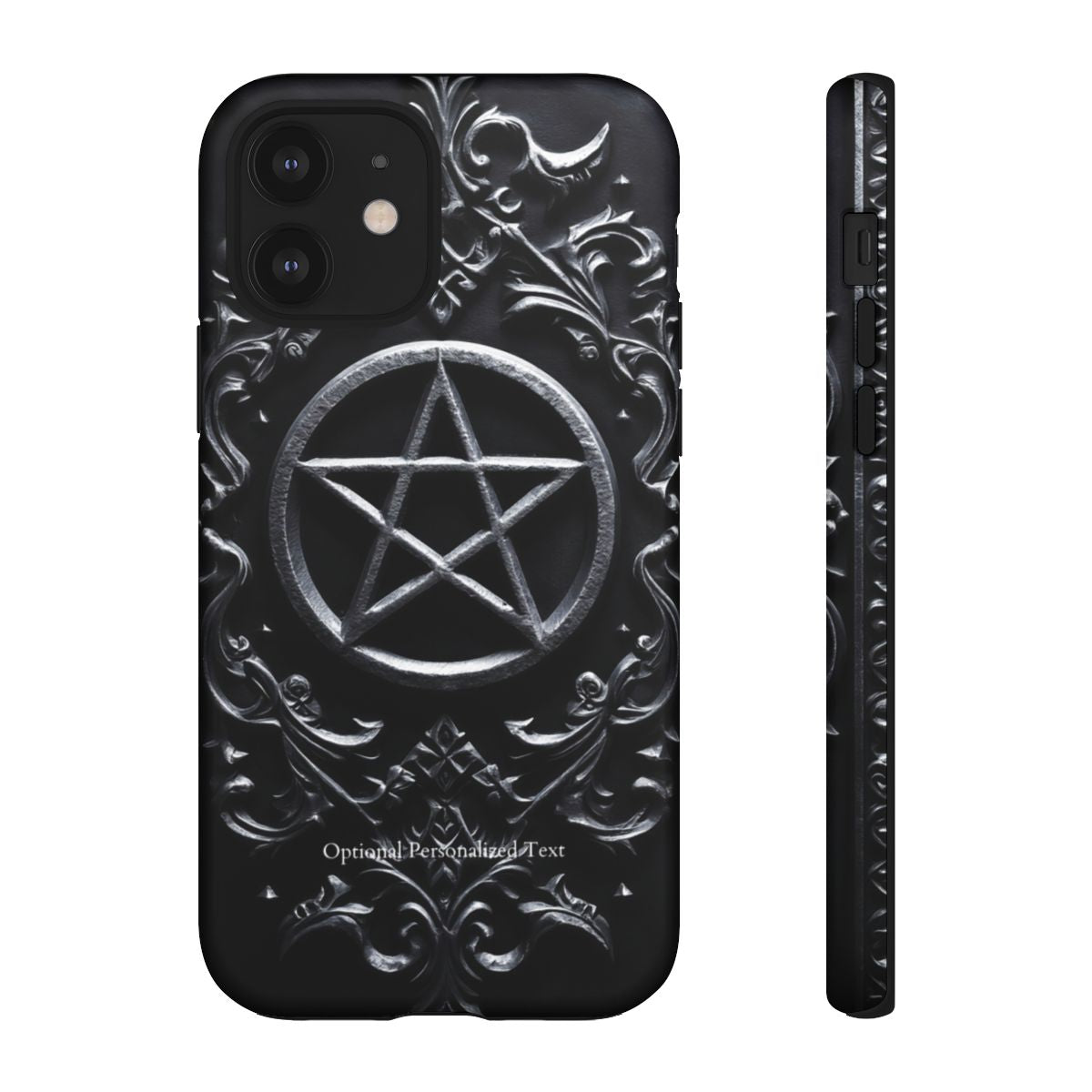 Gothic Pentagram Phone Case – Occult Symbol Design with Optional Personalized Text (MATTE VERSION)