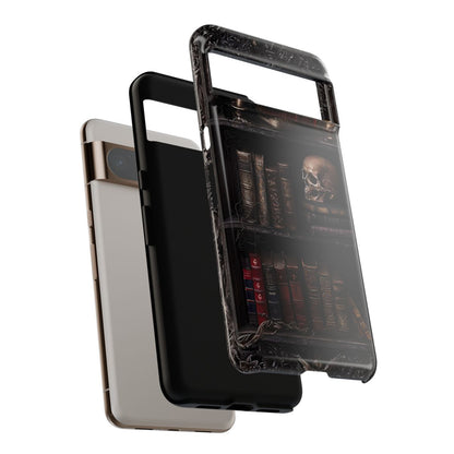 Gothic Skull and Antique Bookshelf Phone Case