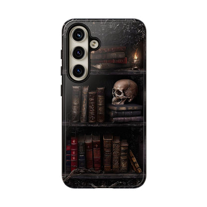 Gothic Skull and Antique Bookshelf Phone Case